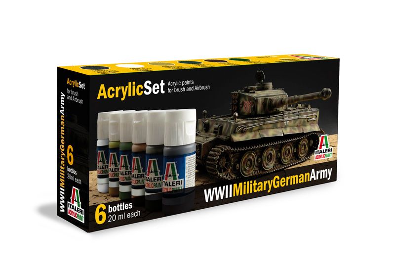 Sada akrylových barev 433AP - WWII Military German Army 6 ks Italeri