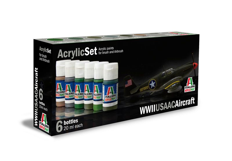 Sada akrylových barev 438AP - WWII USAAC AIRCRAFT 6 ks Italeri