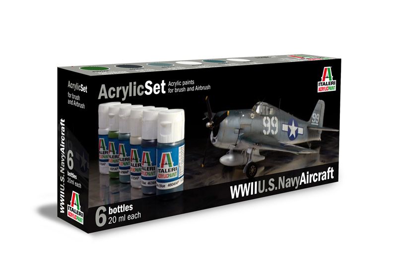Sada akrylových barev 439AP - WWII U.S. NAVY AIRCRAFT 6 ks Italeri
