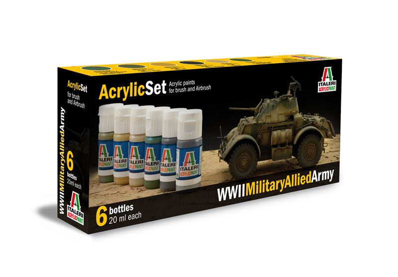 Sada akrylových barev 440AP - WWII MILITARY ALLIED ARMY 6 ks Italeri