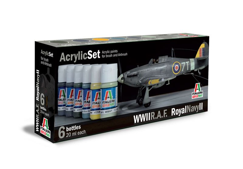 Sada akrylových barev 444AP - R.A.F. / ROYAL NAVY II 6 ks Italeri