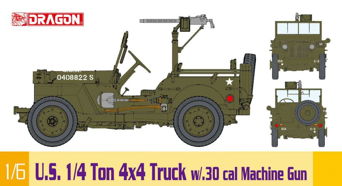 Model Kit military 75050 - 1/6 U.S. 1/4 Ton 4x4 Truck w/.30 cal Machine Gun (1:6) Dragon