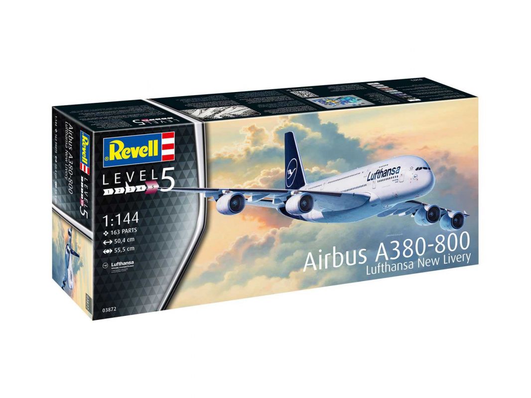 Plastic ModelKit letadlo 03872 - Airbus A380-800 Lufthansa New Livery (1:144) Revell