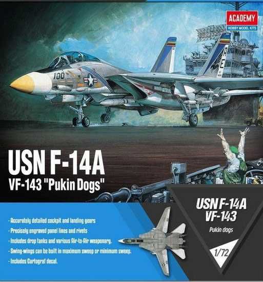 Model Kit letadlo 12563 - USN F-14A "VF-143 Pukin Dogs" (1:72) Academy