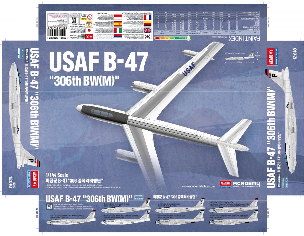 Model Kit letadlo 12618 - USAF B-47 (1:144) Academy