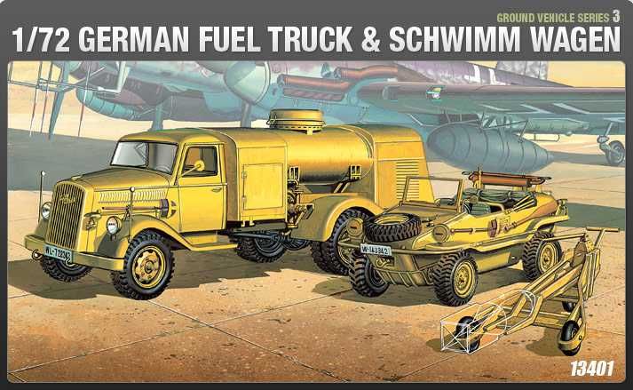 Model Kit military 13401 - GERMAN FUELTANK & SHIWIMM (1:72) Academy