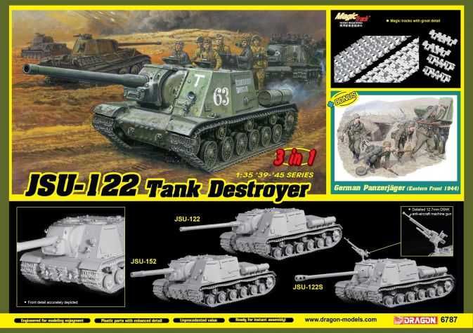 Model Kit military 6787 - JSU-122 Tank Destroyer (3 in 1) (1:35) Dragon
