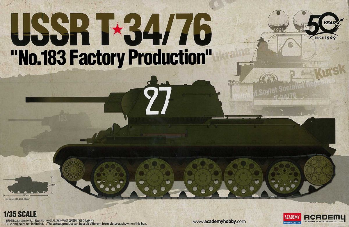 Model Kit tank 13505 - USSR T-34/76 "No.183 Factory Production" (1:35) Academy