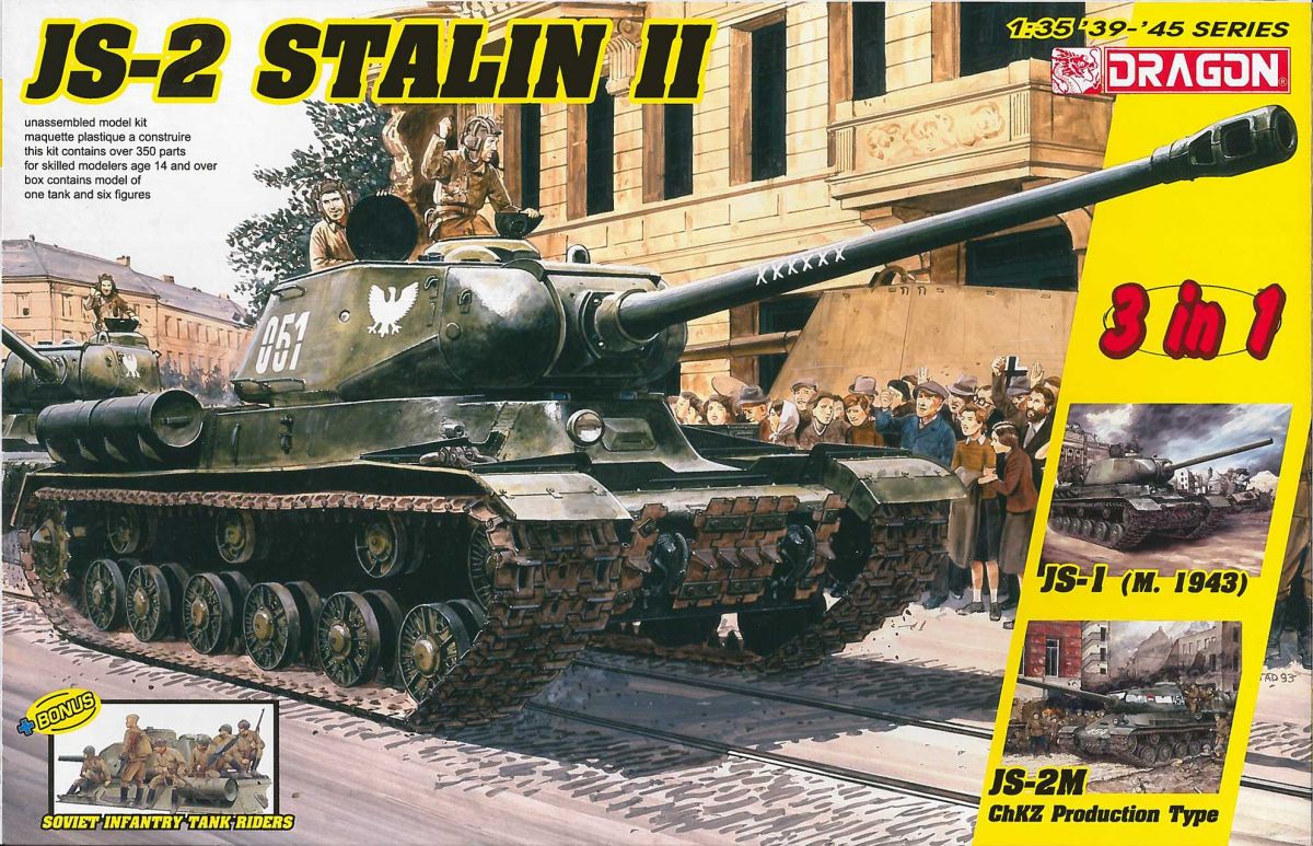 Model Kit military 6537 - JS-2 Stalin II (3 in 1) + Soviet Infantry Tank Riders (1:35) Dragon