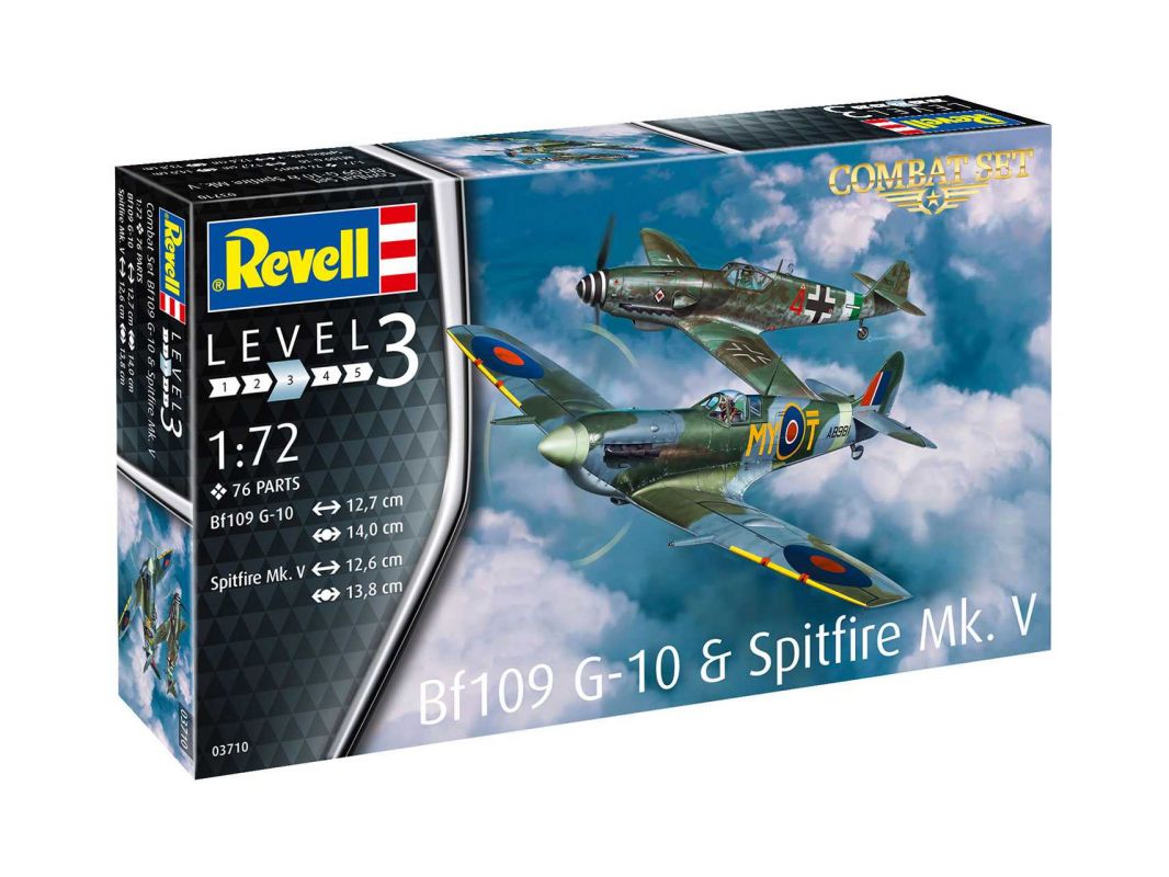 Plastic Modelkit letadla 03710 - Bf109G-10 & Spitfire Mk.V (1:72) Revell