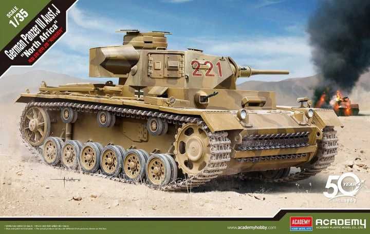 Model Kit tank 13531 - German Panzer III Ausf.J "North Africa" (1:35) Academy