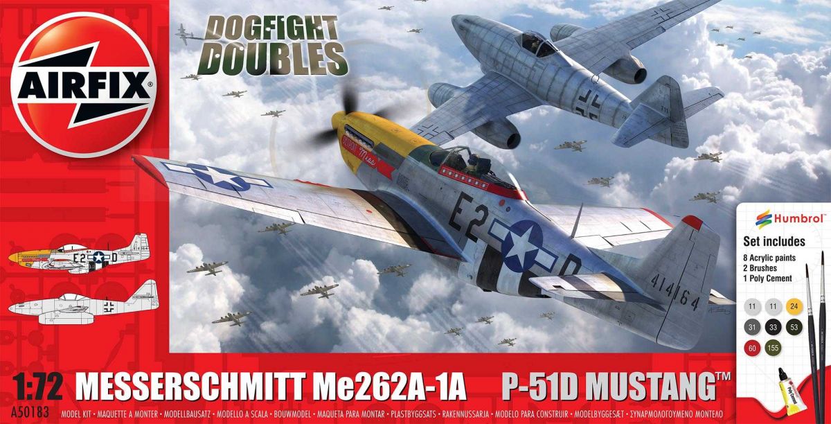 Gift Set letadla A50183 - Messerschmitt Me262 & P-51D Mustang Dogfight Double (1:72) Airfix