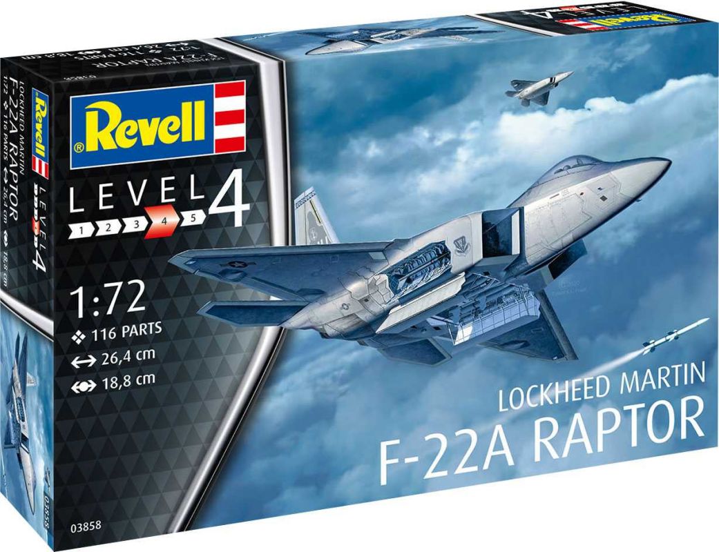 Plastic ModelKit letadlo 03858 - Lockheed Martin F-22A Raptor (1:72) Revell