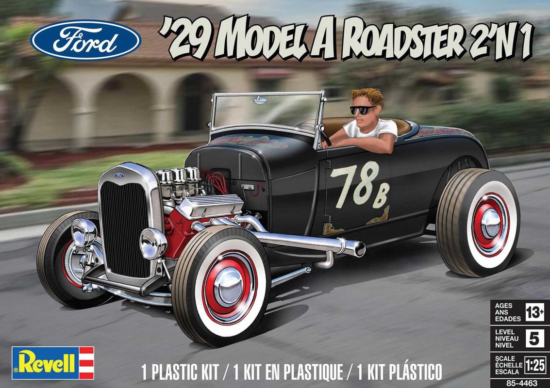 Plastic ModelKit MONOGRAM auto 4463 - '29 Ford Model A Roadster 2 in 1 (1:25)