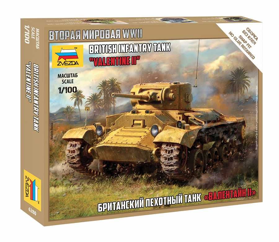 Wargames (WWII) 6280 - British Infantry Tank Valentine II (1:100) Zvezda