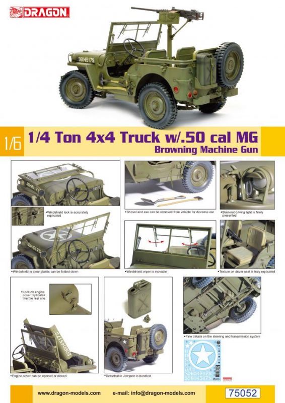 Model Kit military 75052 - 1/4-Ton 4x4 Truck w/M2 .50-cal Machine Gun (1:6) Dragon