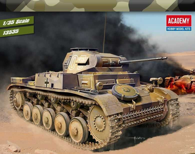 Model Kit tank 13535 - German Panzer II Ausf.F "North Africa" (1:35) Academy