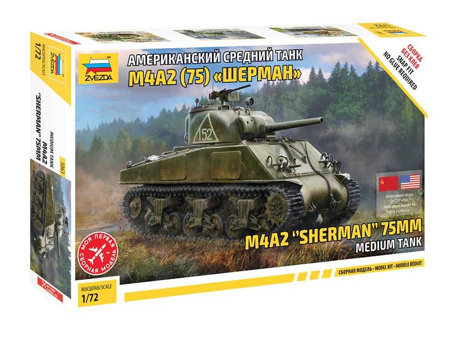 Model Kit tank 5063 - M4 A2 (75mm) Sherman Medium Tank (1:72) Zvezda