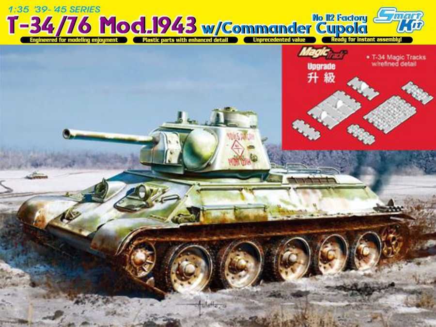 Model Kit tank 6621 - T-34/76 Mod.1943 w/Commander Cupola No. 112 Factory (1:35) Dragon