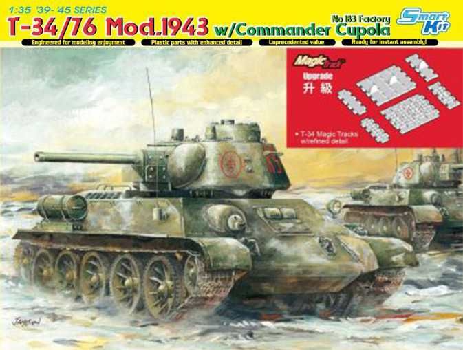 Model Kit tank 6757 - T-34/76 Mod.1943 w/Commander Cupola No.183 Factory (1:35) Dragon