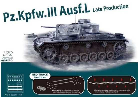 Model Kit tank 7645 - Pz.Kpfw.III Ausf.L Late Production w/Neo Track (1:72) Dragon