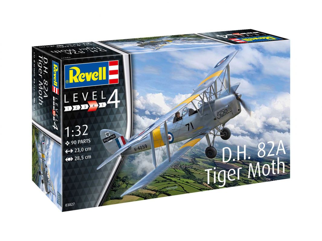 Plastic ModelKit letadlo 03827 - D.H. 82A Tiger Moth (1:32) Revell