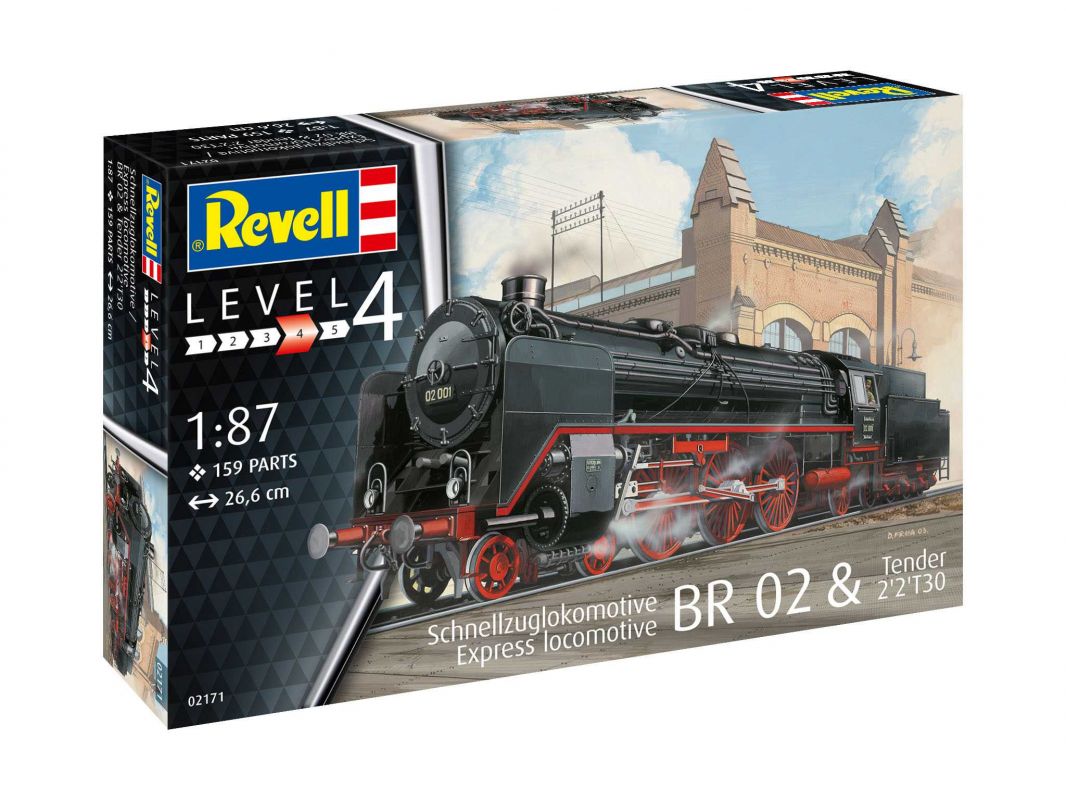 Plastic ModelKit lokomotiva 02171 - Express locomotive BR 02 & Tender 2'2'T30 (1:87) Revell