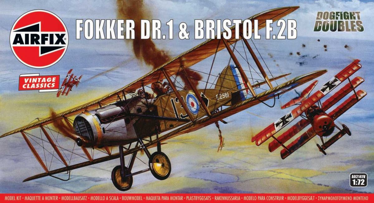 Classic Kit VINTAGE letadlo A02141V - Fokker DR1 Triplane & Bristol Fighter Dogfight Double (1:72)