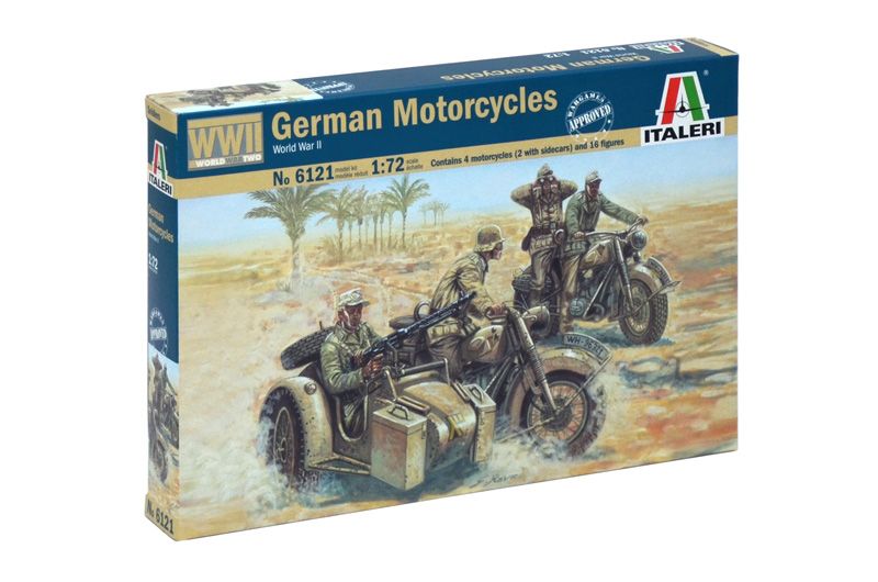 Model Kit figurky 6121 - WWII - GERMAN MOTORCYCLES (1:72) Italeri