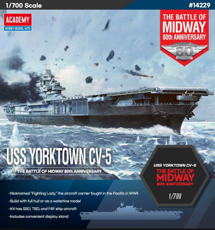 Model Kit loď 14229 - USS Yorktown CV-5 "Battle of Midway" (1:700) Academy