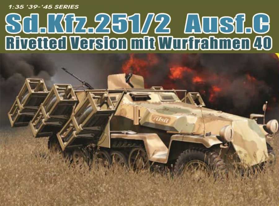 Model Kit tank 6966 - Sd.Kfz.251 Ausf.C RIVETTED VERSION with WURFRAHMEN 40 (1:35) Dragon