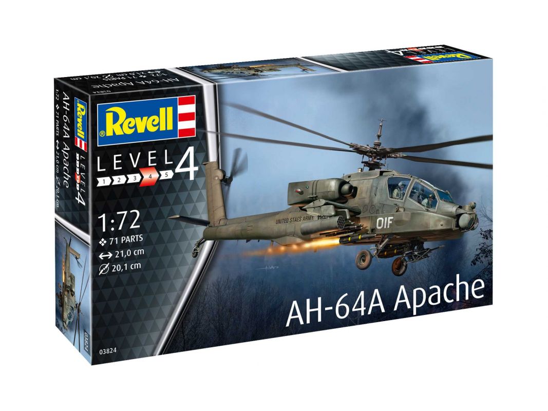 Plastic ModelKit vrtulník 03824 - AH-64A Apache (1:72) Revell