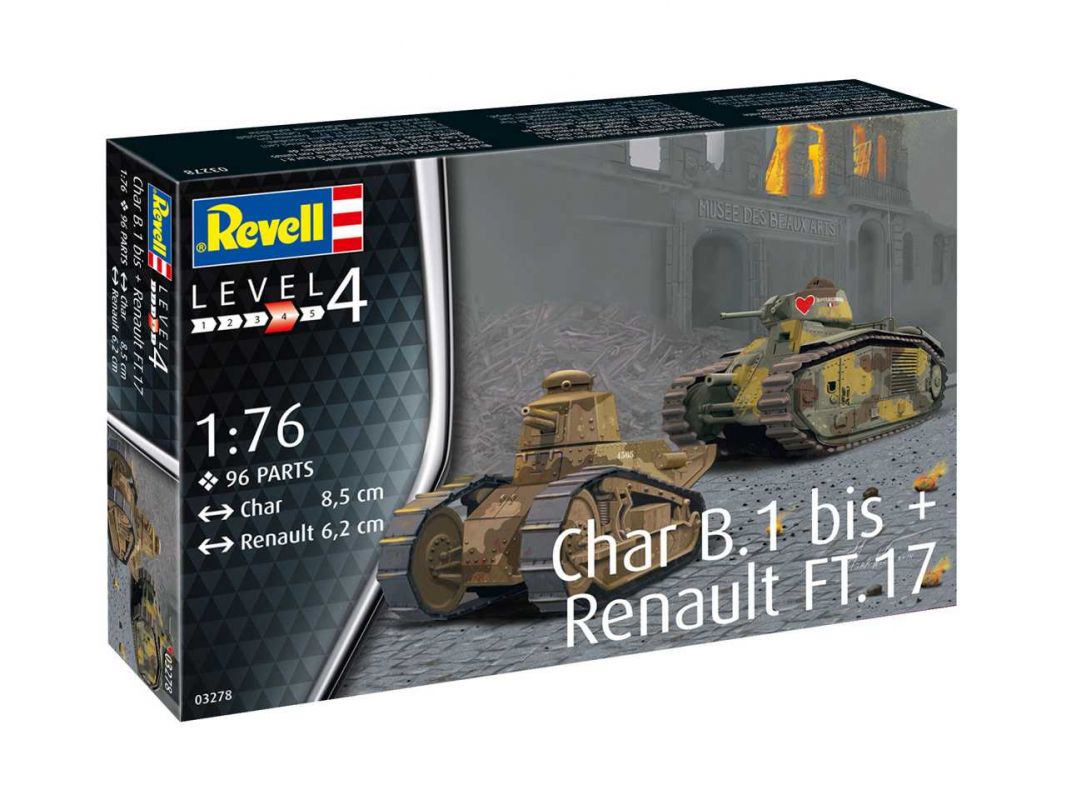 Plastic ModelKit military 03278 - Char B.1 bis & Renault FT.17 (1:76) Revell