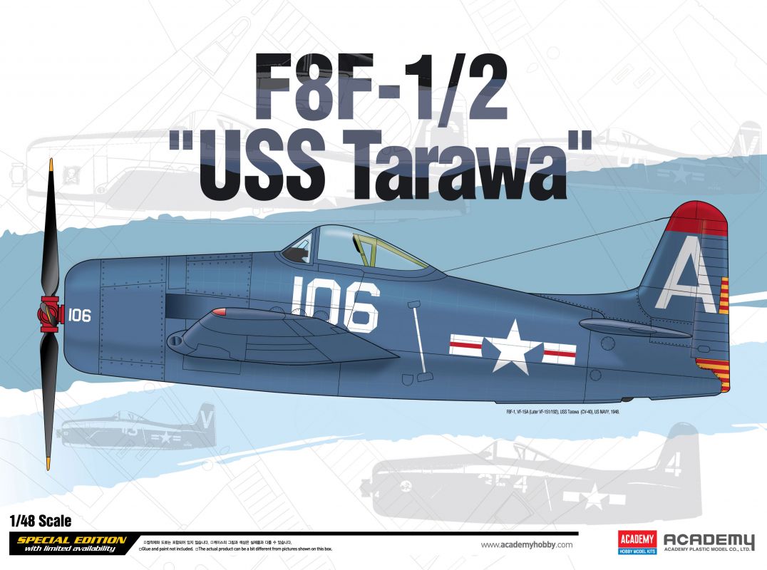 Model Kit letadlo 12313 - F8F-1/2 "USS Tarawa" LE: (1:48) Academy