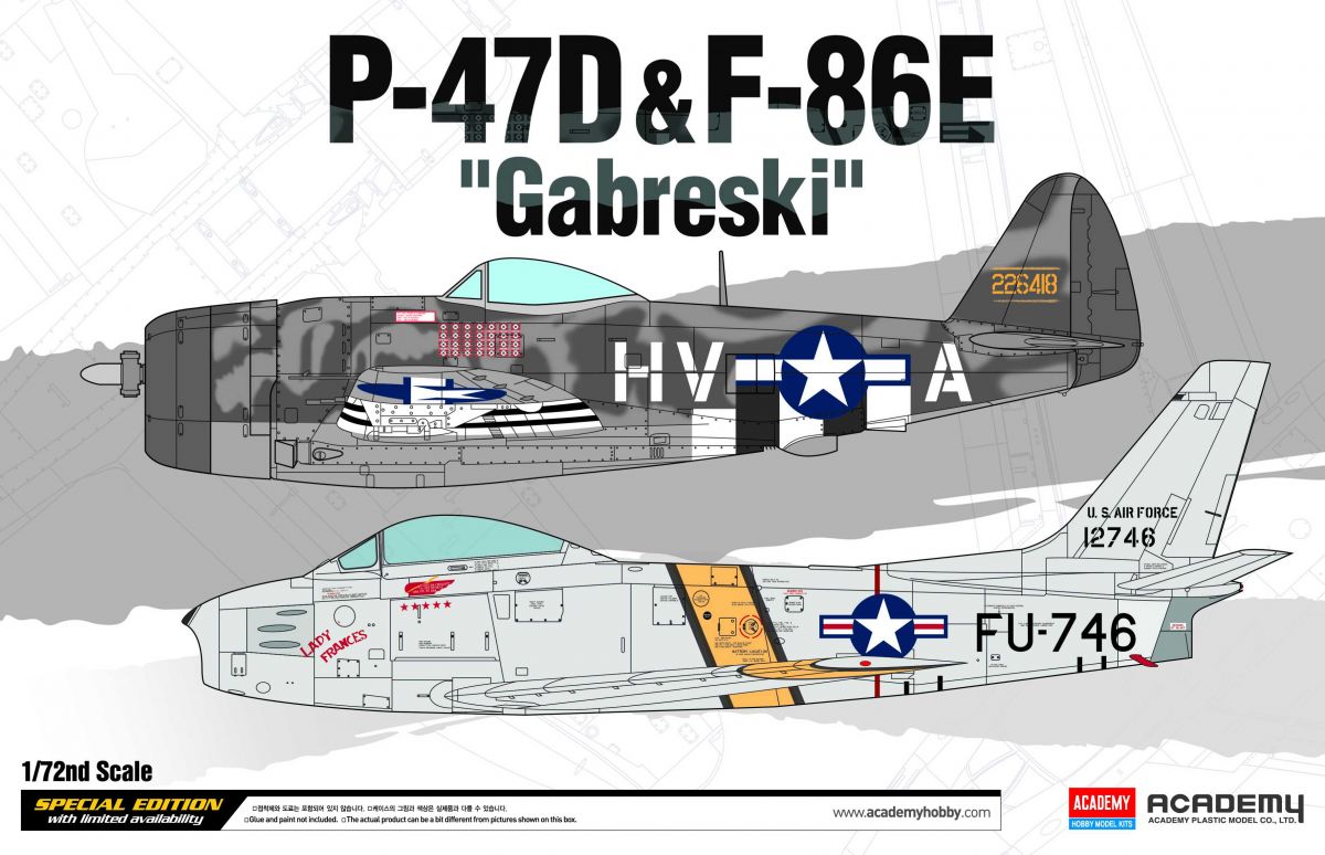 Model Kit letadlo 12530 - P-47D & F-86E "Gabreski" LE: (1:72) Academy