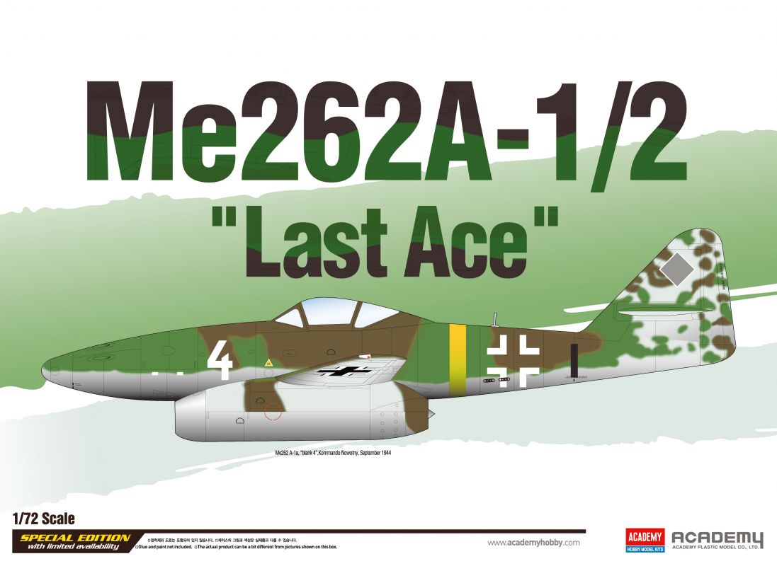 Model Kit letadlo 12542 - Me262A-1/2 "Last Ace" LE: (1:72) Academy