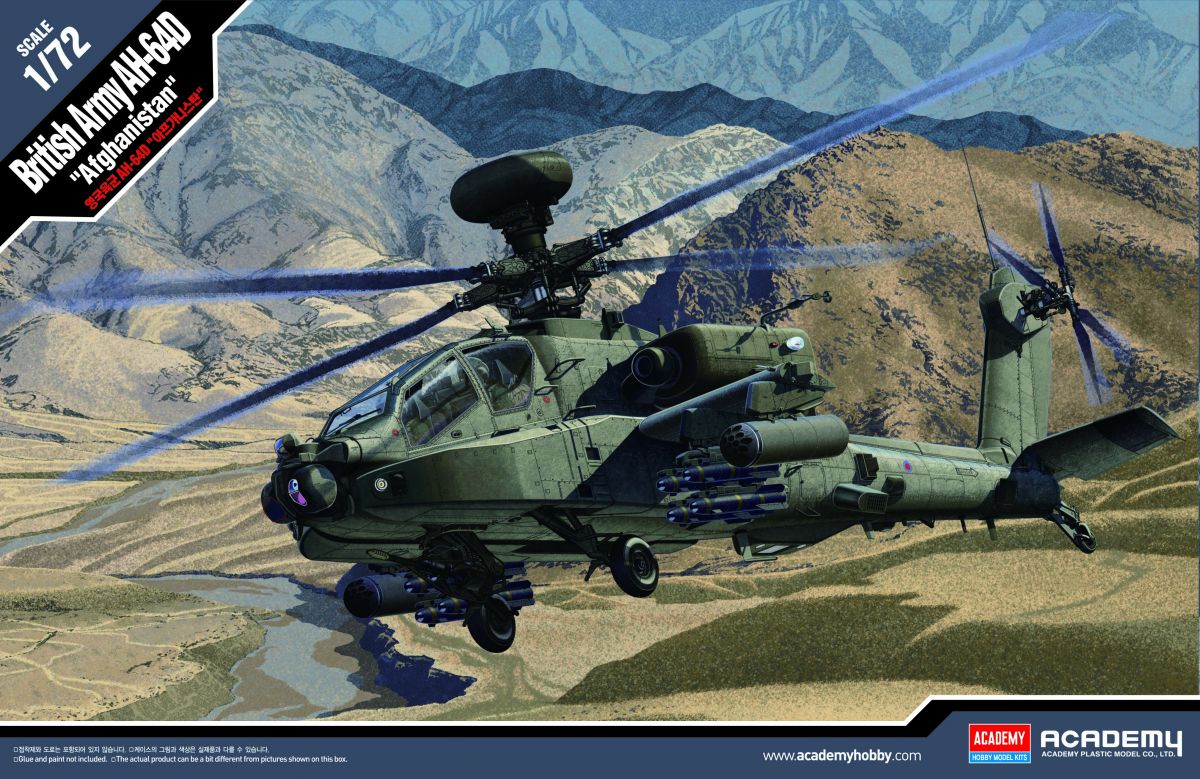 Model Kit vrtulník 12537 - British Army AH-64 "Afghanistan" (1:72) Academy