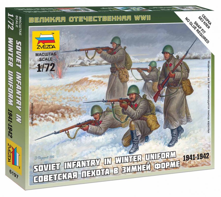 Wargames (WWII) figurky 6197 - Soviet Infantry (Winter Uniform) (1:72) Zvezda