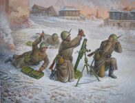 Wargames (WWII) figurky 6208 - Soviet 82mm Mortar with Crew (Winter Unif.) (1:72) Zvezda