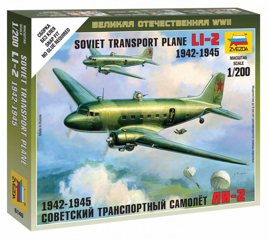 Wargames (WWII) letadlo 6140 - LI-2 Soviet Transport Plane (1:200) Zvezda