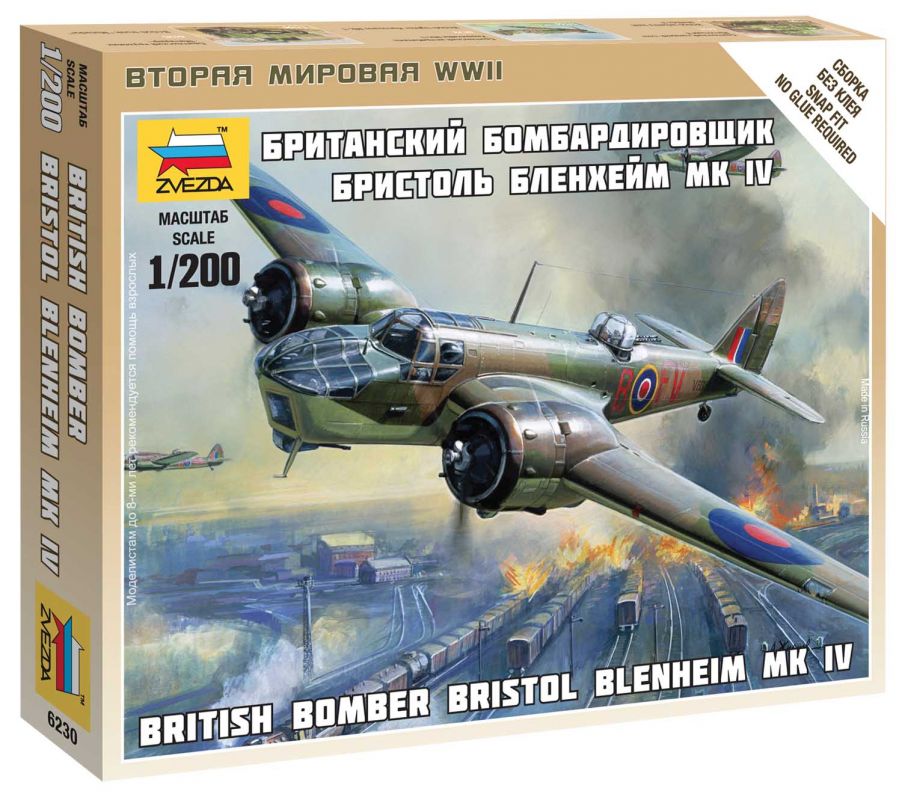 Wargames (WWII) letadlo 6230 - British Bomber Bristol Blenheim IV (1:200) Zvezda