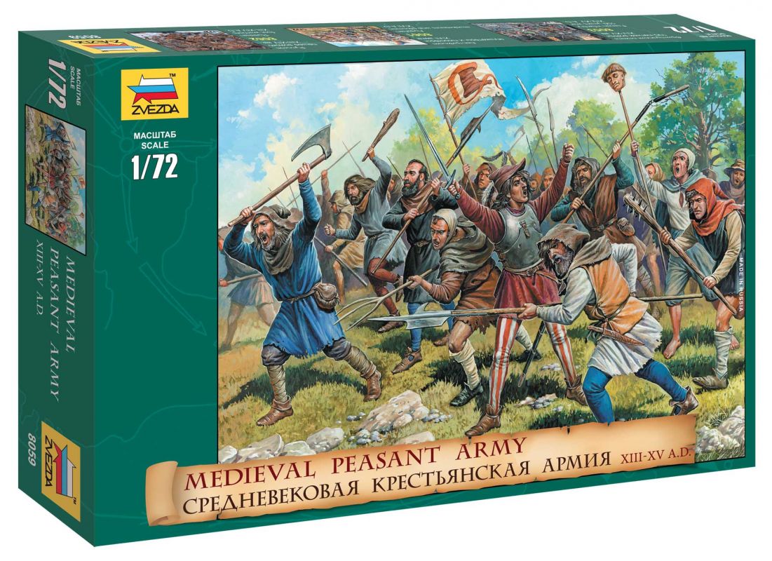 Wargames (AoB) figurky 8059 Medieval Peasant Army (1:72) Zvezda