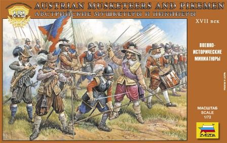 Wargames (AoB) figurky 8061 - Austrian Musketers and Pikeman (1:72) Zvezda