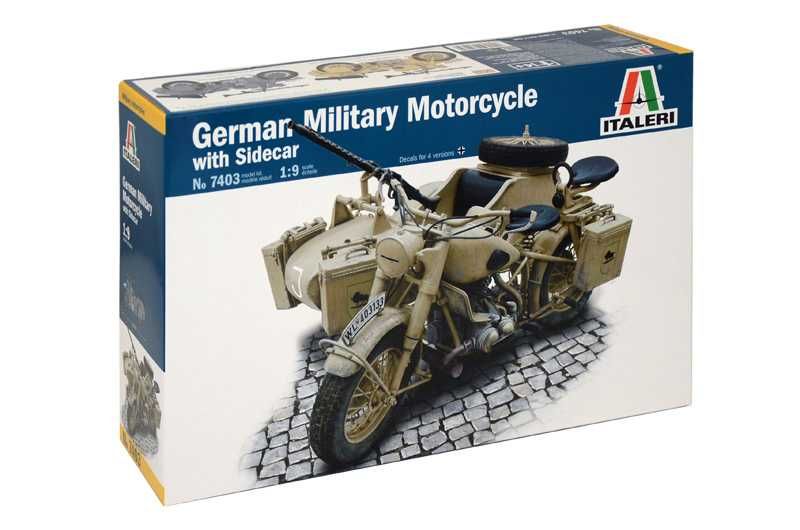 Model Kit military 7403 - German Military Motorcycle with Sidecar (1:9) Italeri