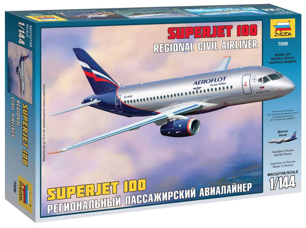 Model Kit letadlo 7009 - Sukhoi Superjet 100 (1:144) Zvezda