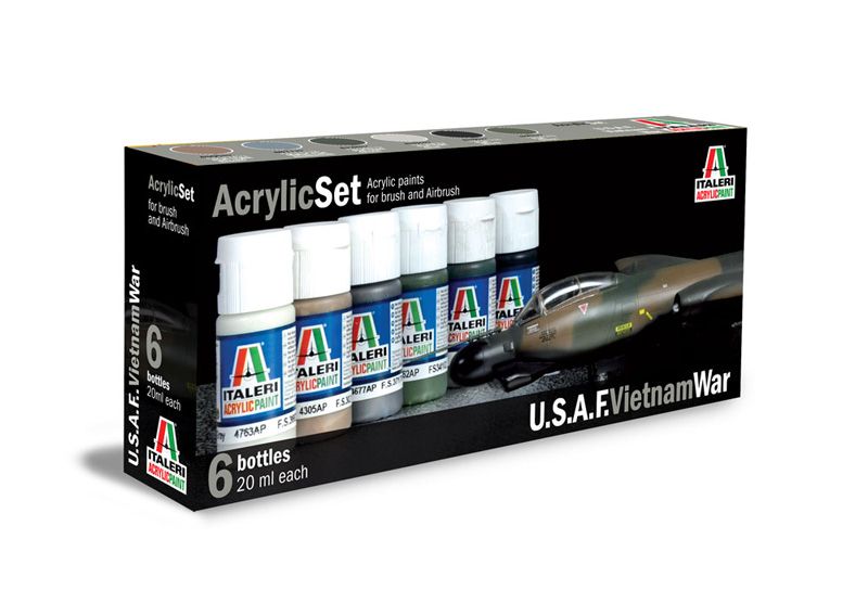 Sada akrylových barev 443AP - U.S.A.F. VIETNAM WAR 6 ks Italeri