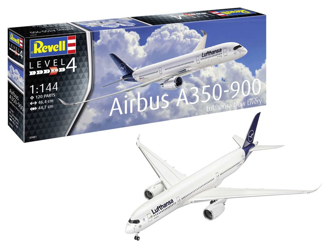 Plastic ModelKit letadlo 03881 - Airbus A350-900 Lufthansa New Livery (1:144) Revell